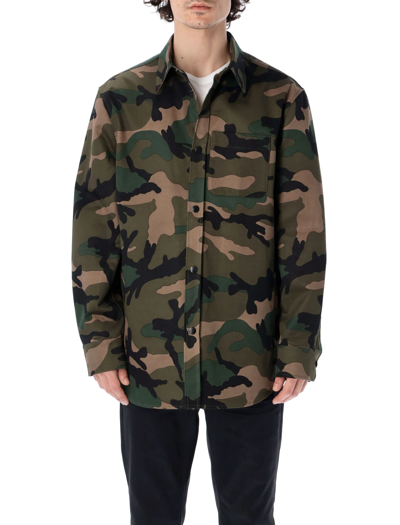 Valentino Camouflage Shirt Jacket In Brown