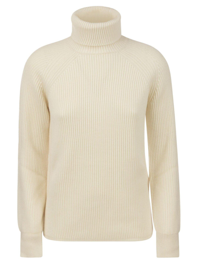 Max Mara Turtleneck Long Sleeved Pullover In White