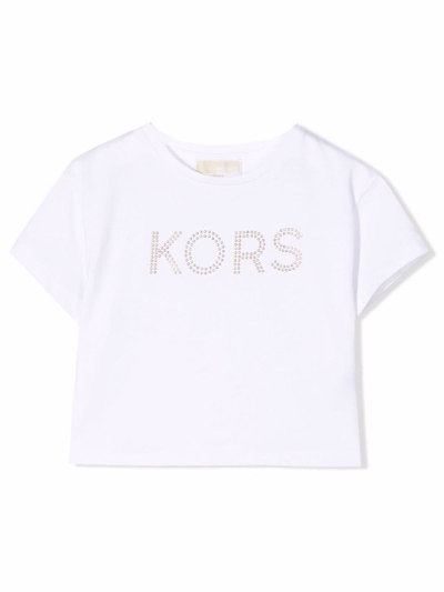 Michael Kors Kids' Embellished-logo T-shirt In White