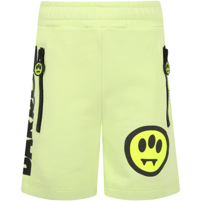 Barrow Green Short For Kids With Smile In Yellow