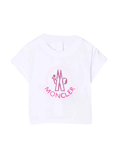 Moncler Babies' Logo-print Short-sleeved Stretch-cotton T-shirt 3-36 Months In White
