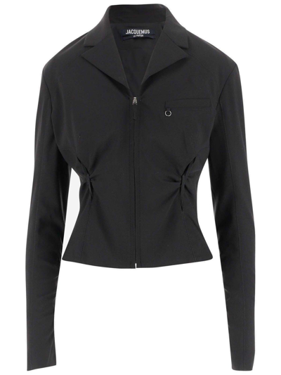 Jacquemus Neru Cutout Wool-blend Jacket In Black