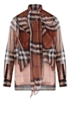 BURBERRY CHECK PRINTED CHIFFON PUSSY-BOW BLOUSE