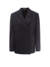 Maison Margiela Black Double-breasted Blazer In Navy