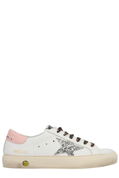 Golden Goose Kids' May Lace-up Sneakers In White