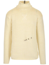 OFF-WHITE NAIL-EMBELLISHED RIBBED SWEATER