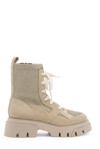 Brunello Cucinelli Round-toe Lace-up Ankle Boots In Gold