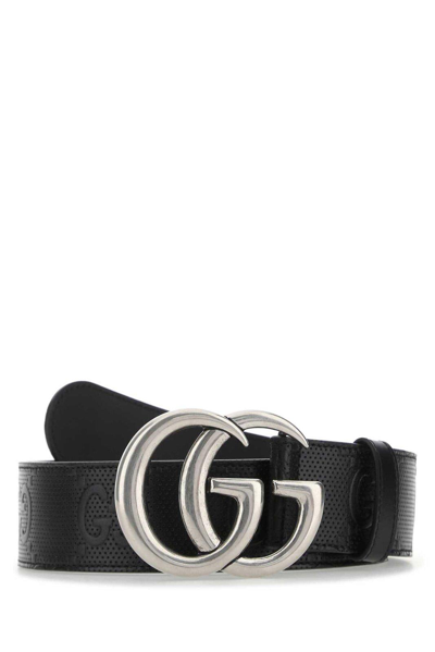Gucci Gg Marmont Embossed Belt In Black