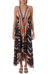 Ranee's Halter Neck Stripe Print Dress In Black