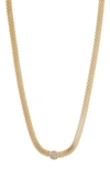 Meshmerise 18k Rose Gold Plated Diamond Necklace In Yellow Gold
