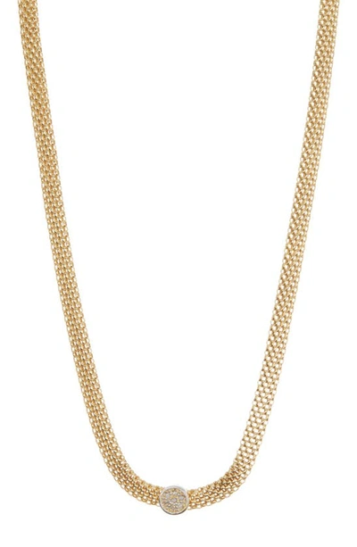 Meshmerise 18k Rose Gold Plated Diamond Necklace In Yellow Gold