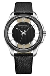 KENNETH COLE TRANSPARENCY LEATHER STRAP WATCH, 42MM