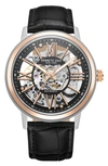 Kenneth Cole Men's Two-tone Stainless Steel & Leather Skeleton Watch In Rose