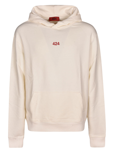 Fourtwofour On Fairfax Logo Embroidery Regular Hoodie In White