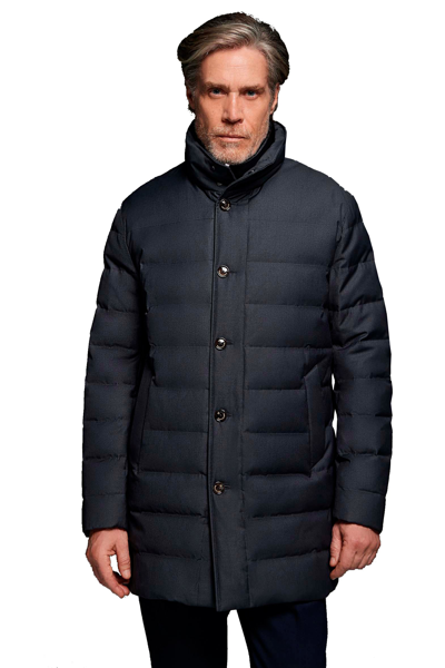 Montecore Longline Hi-tech Laminated Fabric Down Filled Padded Coat In Lava Grey F03mucx505-122 In Black