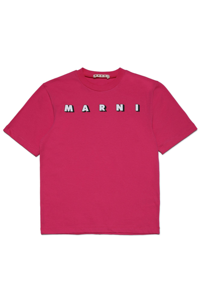Marni Kids'  T-shirt Fucsia In Jersey Di Cotone