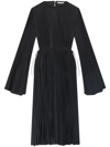 Balenciaga Pleated Drawcord Crepe Midi Dress In Schwarz