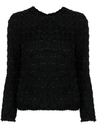 Balenciaga Tweed Buttoned Back-to-front Top In Black