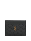 Saint Laurent Logo-plaque Leather Cardholder In Black