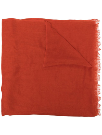 N•peal Frayed-edge Cashmere Scarf In Red