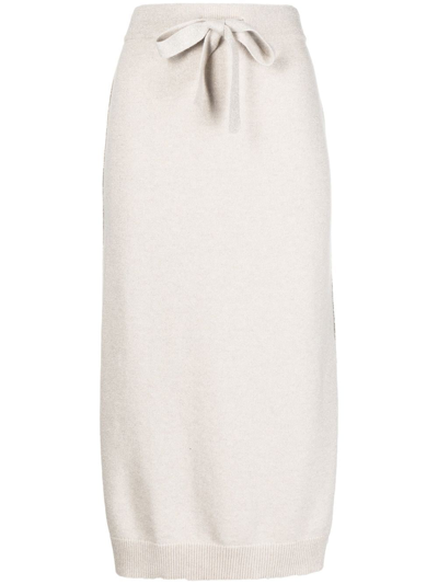 N•peal Side-slit Cashmere Skirt In Neutrals