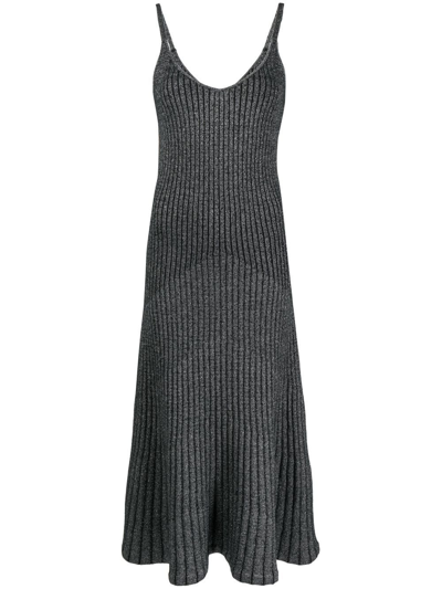 N•peal Lurex-knit Detail Midi Dress In Black