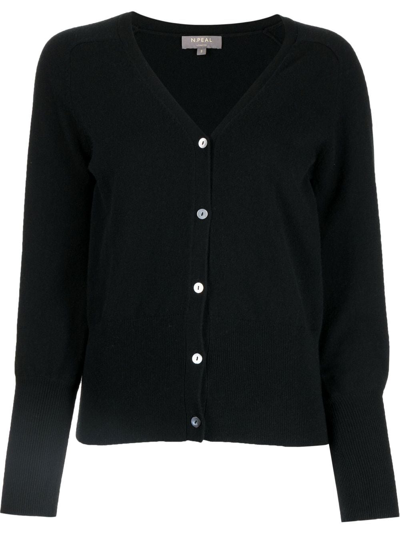 N.peal Fine-knit V-neck Cardigan In Black