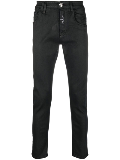 PHILIPP PLEIN SKULL-PATCH SKINNY-CUT JEANS