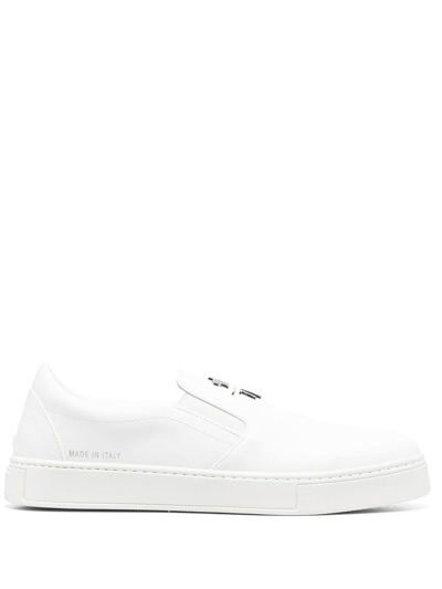 PHILIPP PLEIN LOGO-PLAQUE SLIP-ON SNEAKERS