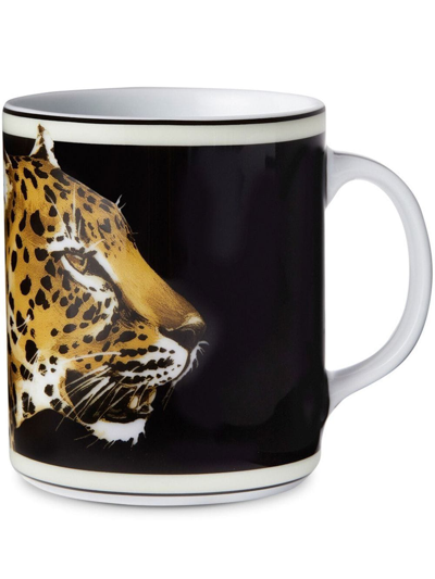 Dolce & Gabbana Leopard-print Porcelain Mug In Black