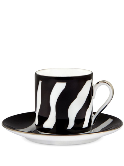 Dolce & Gabbana Zebra Espresso-saucer Set In Black