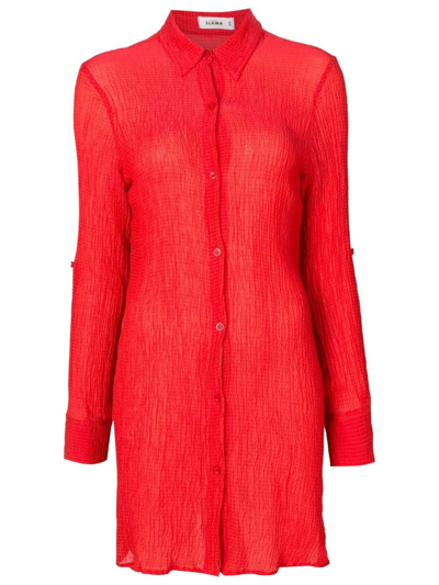 Amir Slama Crinkle-finish Shirt Dress In Red