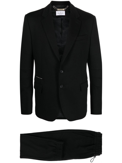 Philipp Plein Cuffed Single-breasted Suit In Black