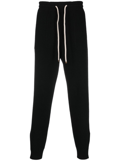 Brunello Cucinelli Ribbed Cashmere Track Pants In Schwarz