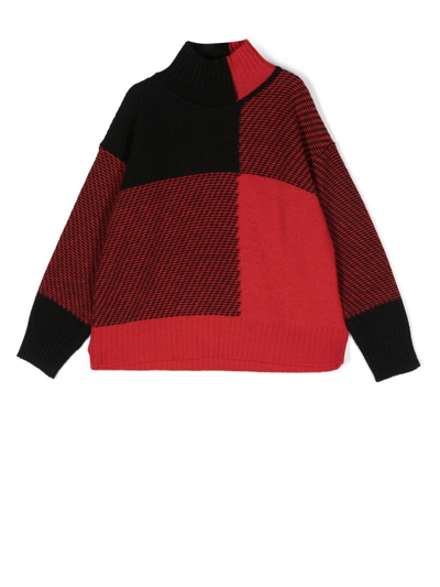 Woolrich Check Knit Turtleneck Jumper In Schwarz