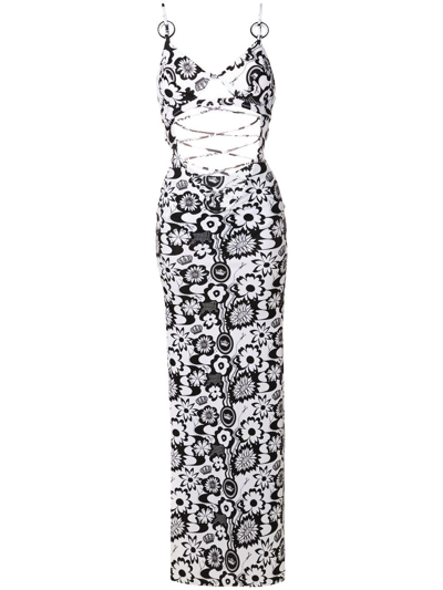 Amir Slama Floral-print Cut-out Dress In White