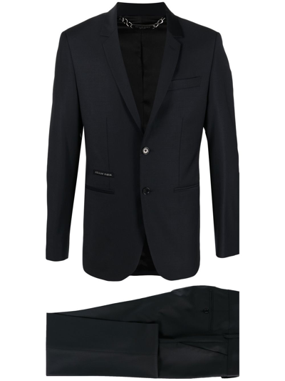 Philipp Plein Logo-detail Single-breasted Suit In Schwarz