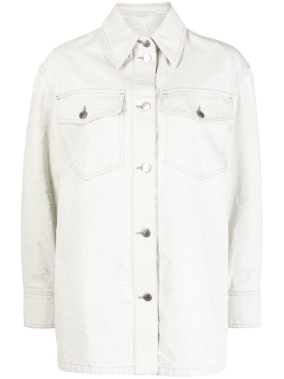 Stella Mccartney Embroidered-detail Denim Shirt In White