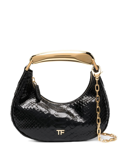 Tom Ford Bianca Mini Velvet Shoulder Bag In Black