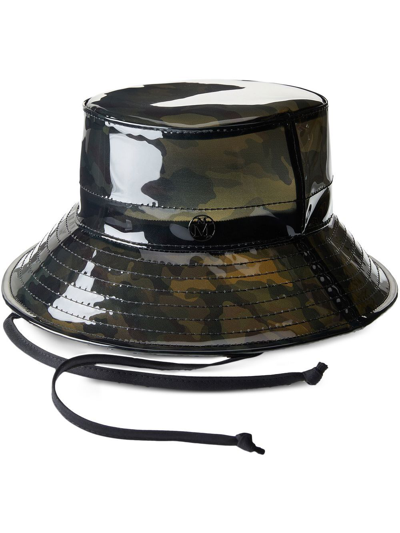 Maison Michel Angele Camouflage Bucket Hat In Black