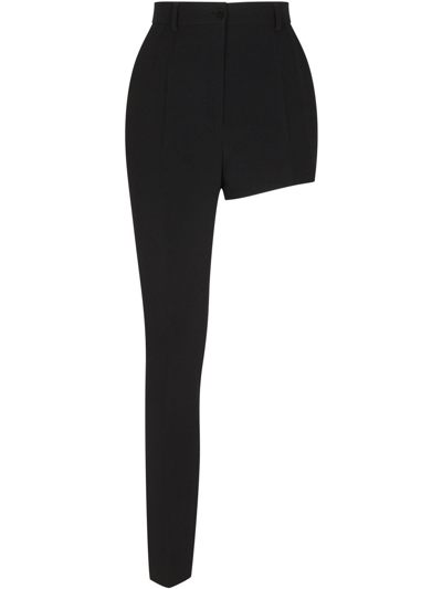 Dolce & Gabbana Asymmetric High-rise Trousers In Schwarz