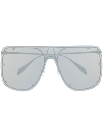 Alexander Mcqueen Rimless Oversized Pilot Frame Sunglasses In Silber