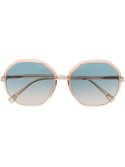 Chloé Round-frame Tinted Sunglasses In Orange