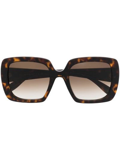 Alexander Mcqueen Tortoiseshell Square Frame Sunglasses In Braun