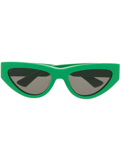 Bottega Veneta Green Angle Sunglasses In Black