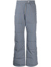 Erl Wide-leg Checked Trousers In Blue