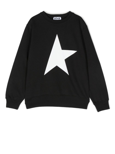 Golden Goose Kids' Star-print Long-sleeve Sweatshirt In Schwarz