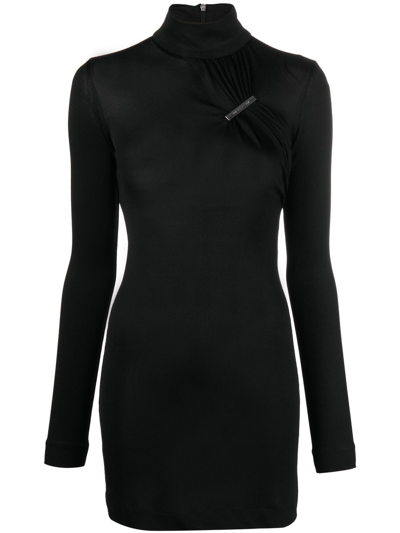 Alyx High-neck Slim-fit Stretch-woven Mini Dress In Black