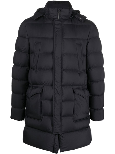 Herno Padded Hooded Down Jacket In Blue