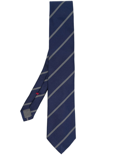 Brunello Cucinelli Satin Stripe-print Tie In Blue